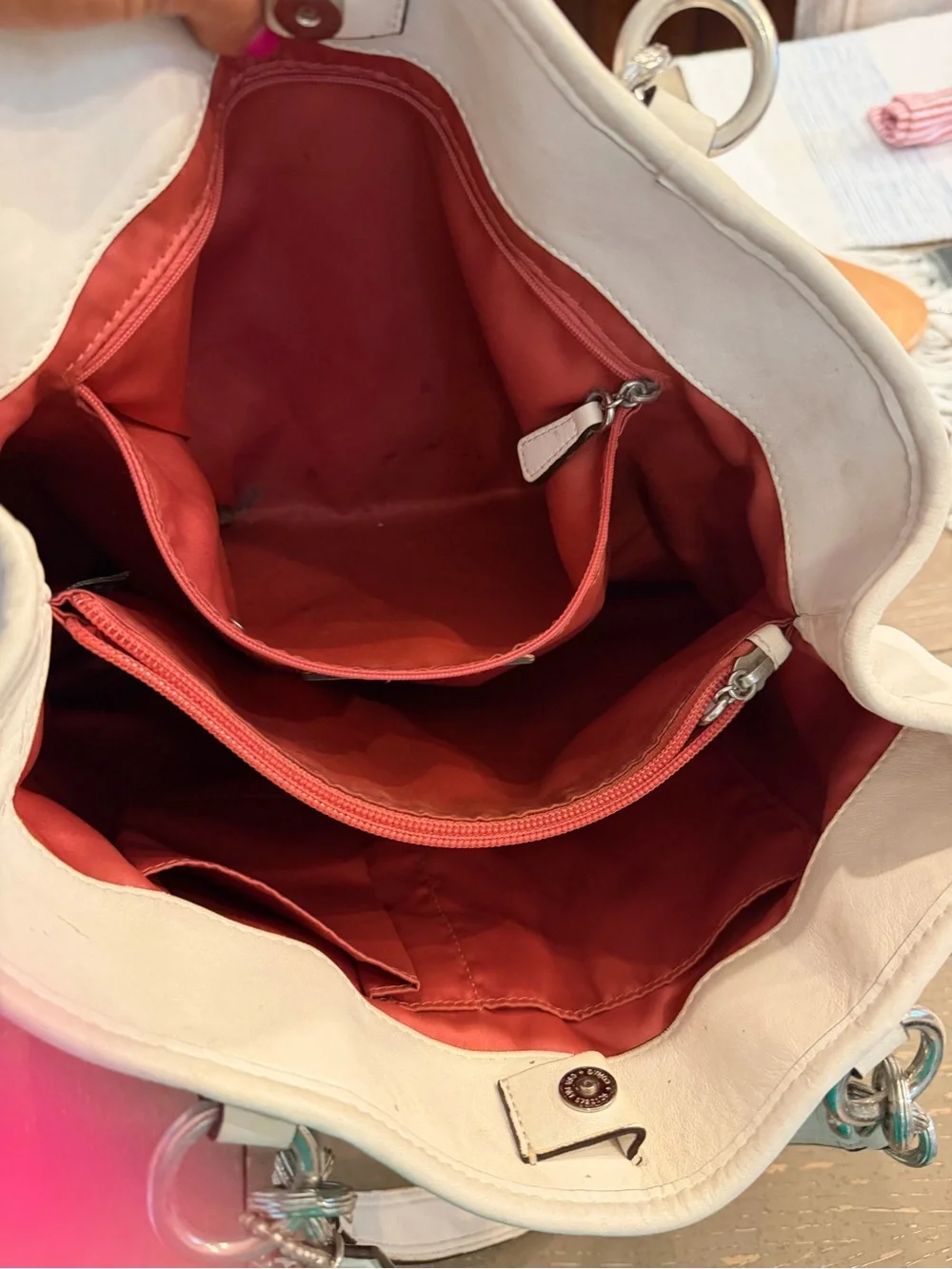 Coach Poppy Pushlock Tote with Front Flap Pocket.
